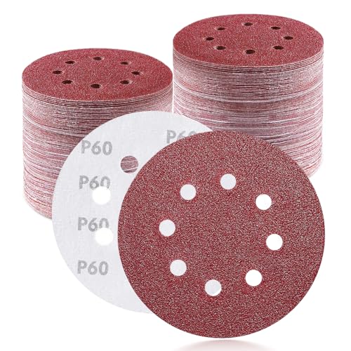 100Pcs 5 Inch Sanding Discs 60 Grit, Round Hook and Loop Sandpaper for Random Orbital Sander Pads(60 Grit) - style: 60G 100pcs