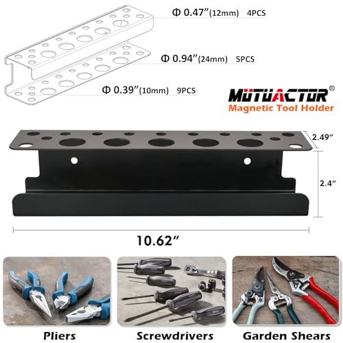 MUTUACTOR Screwdriver Organizer Rack Heavy Duty,Magnetic Mount Screwdriver Holder Plier Organizer,Magnetic Tool Holder Storage Holder for Various Screwdrivers Pliers Shears Tool Chest Cart Workbench - style: Black Screwdrivers Holder