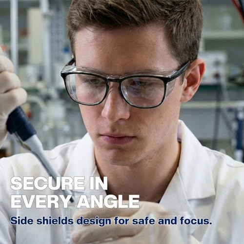 MORK&SUKY Safety Glasses, Stylish Goggles With No Fog Lense, Alternatives To Regular Protective Eyewear For Lab and Nursing. - color: Black