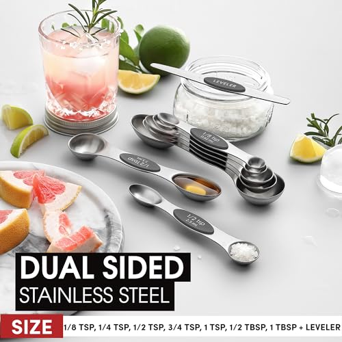 Spring Chef Stainless Steel Magnetic Measuring Spoons Set of 8, Gray - color: Gray, size: 1-Pack