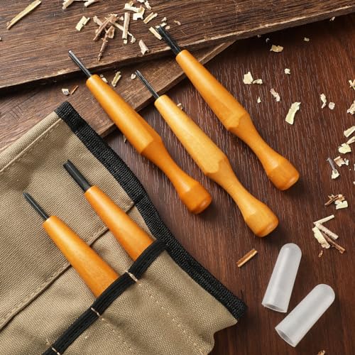 WILLBOND 5 Pcs Linoleum Carving Tool Set Wood Handle Linocut,Classic - style: Classic