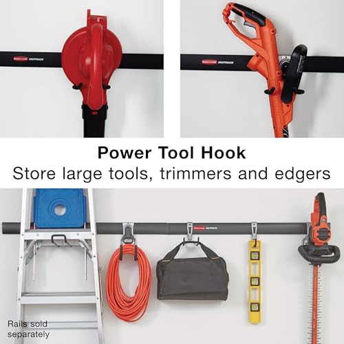 Rubbermaid Garage FastTrack Power Tool Holder Satin Nickel Wall Mounted Storage System Holds up to 50 pounds for Home/Garage/Tool Organization - style: Power-Tool Hook