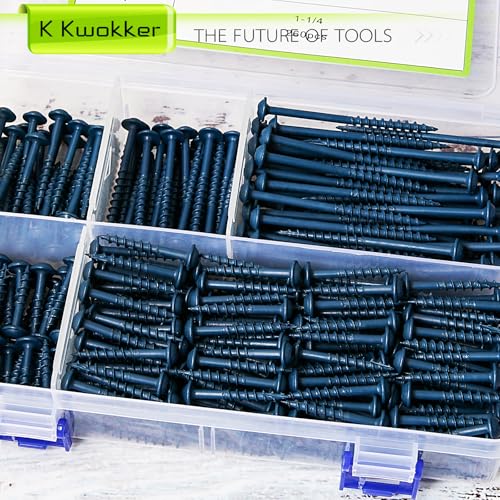 460Pcs Pocket Hole Screws, 1" 1-1/4" 1-1/2" 2" 2-1/2" Wood Screws Assortment Kit #8 Coarse Thread Blue Anti-Rust Coated Pocket Screw Jig Kit, Square Drive, Self Tapping, Indoor & Outdoor - size: D. #8
