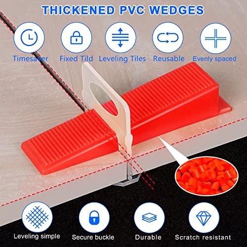 Reusable Leveling Wedges,Reusable Tile Leveling System Wedges for 1/8" Spacers,1/16" Spacers,1/32" Spacers and Tile Leveling Tools Kit for Wall/Floor Tile & Stone Installation