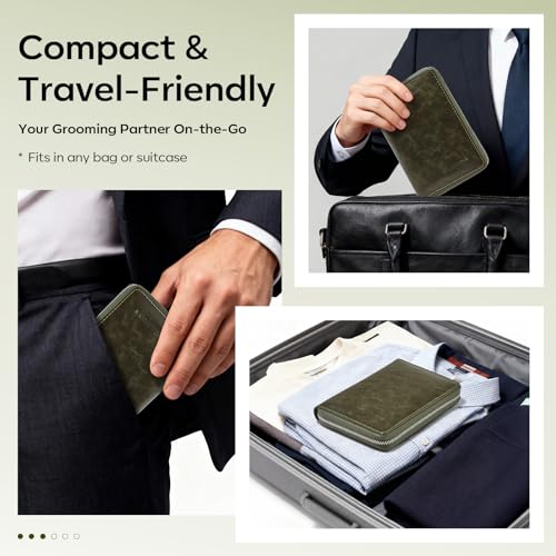 FAMILIFE Stainless Steel Manicure Set 11-in-1 Professional Nail Clipper Kit | Portable Leather Travel Case, Pedicure & Grooming Tools for Fingernails & Toenails, Luxury Gifts Set for Men & Women, Green - color: Dark Green