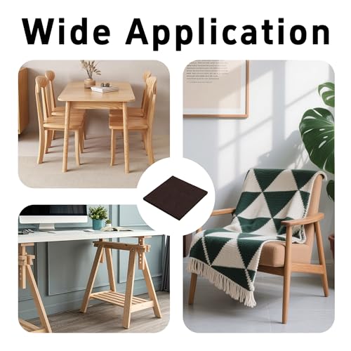 16PCS 2.95 x 2.95 Inch Square Felt Pads, Soft Adhesive Non-Slip Backed Felt, Cuttable Floor Protectors for Furniture Legs, Brown Anti Scratch Furniture Pads - size: 2.95 x 2.95 Inch