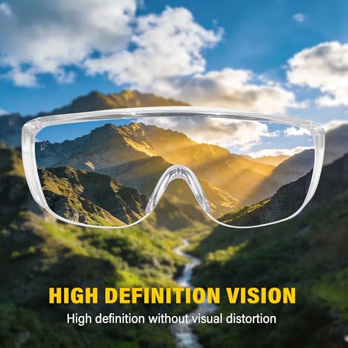 6 Pack Clear Safety Glasses Over Eyeglasses, ANSI Z87.1 Impact Resistant Polycarbonate Lens, Safety Goggles Over Glasses, Protective Eyewear for Lab, Construction, Outdoor Work - color: Clear Lens