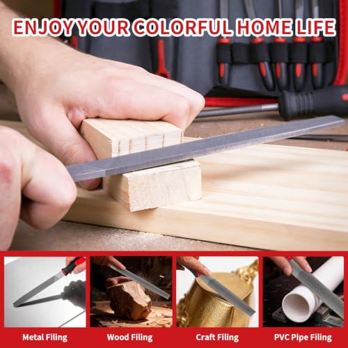 19 PCS Metal File Set, T12 Metal Files for Steel,Flat/Round/Triangle/Half-Round Hand Set with Needle File & Steel Brush for Metals, Metalworking & Woodworking