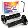 Taiss 20pcs M8 x 35mm Flat Head Socket Head Screw Furniture Bolts,Furniture Screws Stainless Steel 18-8(304),M8 Bolts Black Zinc Plated Fully Threaded,Countersunk Connector M8 Screws with Hex Spanner - size: 20PCS M8x35mm