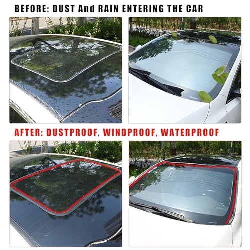 16.4Ft Car Sunroof Seal Car Windshield Seal Strip Universal Windshield Weather Stripping T Shape Windshield Rubber Seal for Roof Sunroof Front Rear Windshield (27mm), Black, MFT002-5M27 - size: 1.06 in x 16 ft