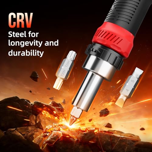 SHARDEN 26-in-1 Ratcheting Screwdriver Set Multi Screwdriver Tool Kit - color: Red, size: Ratchet-NonExtendable