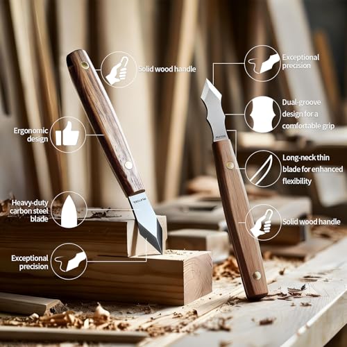 RUITOOL 2-Piece Woodworking Marking Knife Set with Bamboo Storage Box