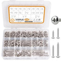 VIGRUE 510Pcs Stainless Steel Wood Screws Assortment Kit, #4#6#8#10#12 Phillips Pan Head Sheet Metal Screws Self Tapping Screws Set,Length 3/8" to 1-1/2" - style: 510Pcs Pan Head #4#6#8#10#12