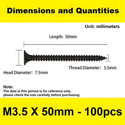 #6 x 2 Flat Head Self-Tapping Wood Screws for Heavy-Duty Framing (100PCS) - size: #6 x 2'' (100Pcs)