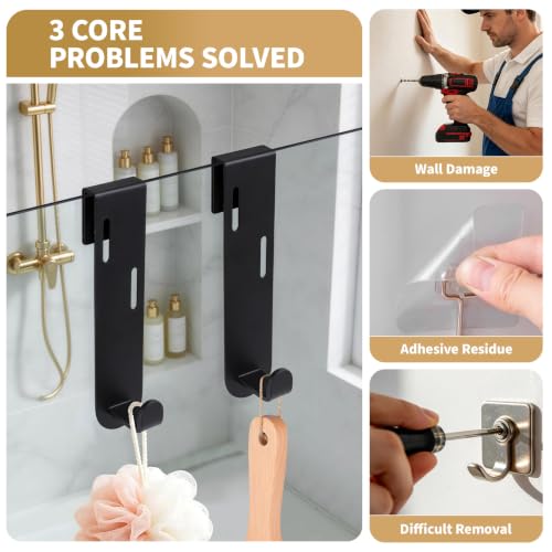 Shower Door Hooks, 7 Inch Stainless Steel Hangers for Frameless Glass