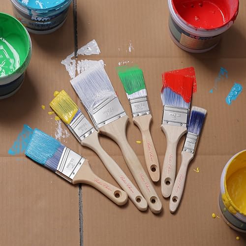 Bates Paint Brushes - 3 Pack, 1.5' to 3', Treated Wood Handle, Multi-Size Stain & Wall Paint Brush Set - color: Wood Handle, size: 3 Pack, 1.5", 2.5", 3"