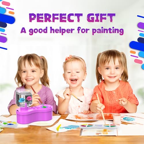 Paint Brush Cleaners, with Paint Palette and Brush Holder for Watercolor/Oil Acrylic and Water-Based Paints, Portable Paint Station & Rinsing Tool,Gift for Kids/Adults/Artist/Beginners Purple - color: Purple