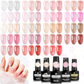 VANREESA 24Pcs Jelly Gel Nail Polish Set -Soft Nude Milky White Pink Red Brown Jelly Translucent Gel Polish Colors with Base Coat 4 Top Coats Neutral Colors All Seasons Nail Polish Set Gifts for Women - color: Sheer & Natural Jelly Gel