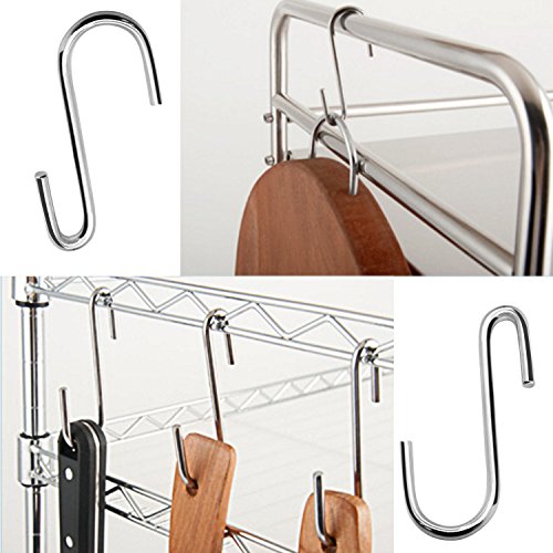 30 Pack 2.4 inches Heavy Duty S Hooks for Hanging, Pan Pot Holder Wire Shelves Rack Hooks for Hanging, S Shaped Hanger Metal Hooks for Kitchen Pots Utensils Jeans Clothes Bags Hats Towels Plants - size: 2.4 inch