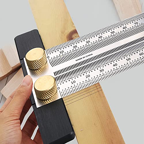 Ultra Precise Marking T-Rule Stainless Steel Marking Ruler,T Square High Precision Woodworking Tools Compatible Mechanical Pencil,Positioning Scribbling Gauge for Carpenter Engineer (120mm)… - style: 120mm