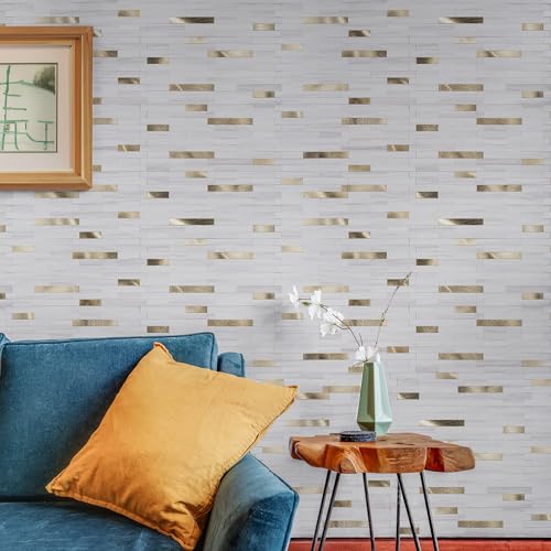 StyloVue 20 Sheets Peel and Stick Backsplash for Kitchen, 2026 Upgraded Dolomite Star Gray with Metal Glod Look Stick on Tile Upgrade Your Kitchen Backsplash, RV, Fireplace - color: Dolomite Star Gray With Metal Gold