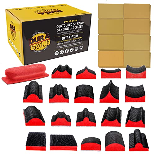 Dura-Gold 20-Piece Contoured Profile 5" Hand Sanding Block Set with 40 - size: 20-Piece