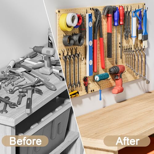 VOIMO Bamboo Pegboard Organizer Set, 6 Panels (16"x12") - size: 16'' X 12'' (6 Panels)