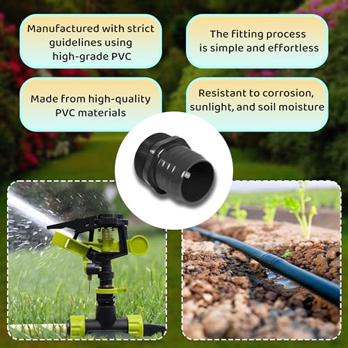 2 Inch PVC Barbed Hose Connector - 2" Barbed Insert x 2" MNPT SCH 40-Garden Hose Fittings - Barbed Connector Hose Adapter Fitting For Water Hose - size: 2" Barbed Insert x 2" MNPT, style: Adapter