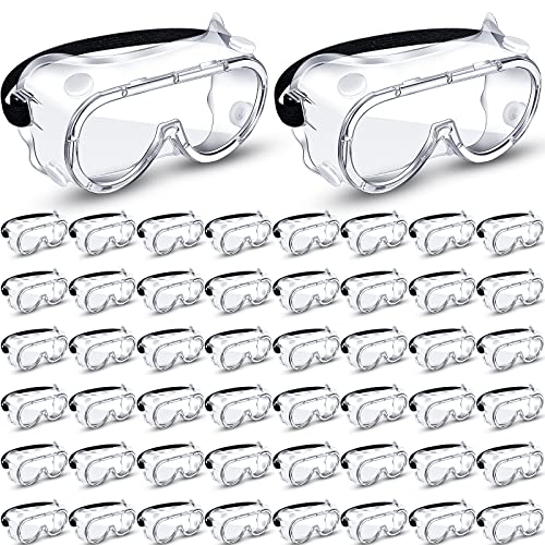 Macarrie 50 Pcs Anti-Fog Protective Safety Goggles Soft Lightweight Adjustable Splash for Nurse Medical Chemistry Worker - color: Black