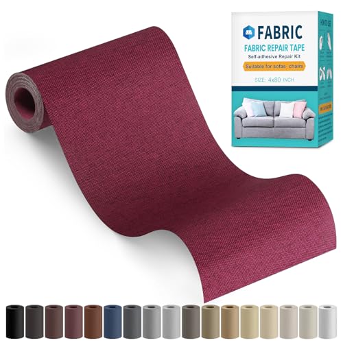 Fabric Repair Tape, 4" x 80" Self-Adhesive Linen Repair Tape Patch Kit - color: Burberry Red, size: 4" x 80"