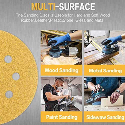 100PCS 5 Inch Sanding Discs 100 Grit Random Orbit Sander Sandpaper - style: Advanced Aluminum Oxide
