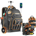 Tool Backpack, HVAC Tool Bag with Molded Base, Full Opening Electrician Tool Backpack for Men Heavy Duty, Tools Organizer Bags for Jobsite Work Handyman, Large Pockets & Combination Lock