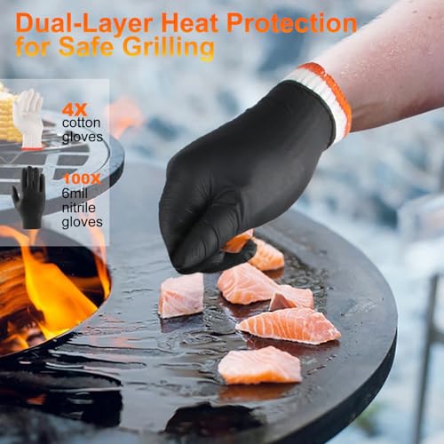 ANBOSON BBQ Gloves Disposable, Heat Resistant Grilling Gloves for Cooking - size: Large, style: 6mil Nitrile