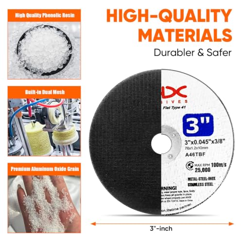 THX 3 Inch Cut Off Wheel,Long-Lasting Thin Cutting Wheel,60 Pack - size: 3" x 0.045" x 3/8"