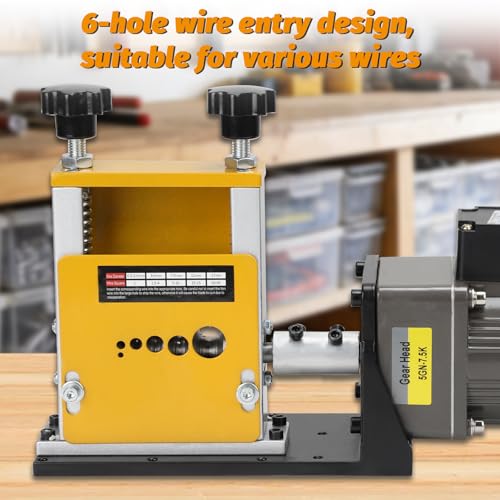 Automatic Wire Stripping Machine,60W Motor & 6 Channels for 0.12''-0.67'' Copper Wire,Electric Cable Stripper Machine with Manual Hand Cranked for Recycling Copper Wire Stripper(3,5,7,9,12,17mm)