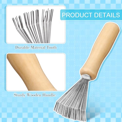 Boao 2 Pack Hair Brush Cleaner,Green,Wood Color,Polished Wooden Handle Rake - color: Green, Wood Color, style: Polished Wooden Handle Rake