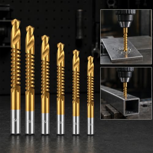 6PC Twist Drill Bit Set, 3-8Mm Titanium High-Speed Steel Drill Set for Machinists for Drilling Screwing Boring Carving Cutting Polishing Durable Plunge Drill Bits