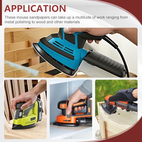 55 PCS Sanding Pads for Black and Decker Mouse Sanders 12 Hole Hook and Loop-60 80 120 150 220 Grit Detail Palm Sand Paper Sanding Sheets