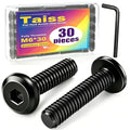 Taiss 30pcs M6 x 30mm Flat Head Socket Head Screw Furniture Bolts,Furniture Screws Stainless Steel 18-8(304),M6 Bolts Black Zinc Plated Fully Threaded,Countersunk Connector M6 Screws with Hex Spanner - size: 30PCS M6x30mm