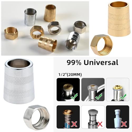 2 Set Shower Hose Nut and Screw Replacement Universal Stainless Steel Brass Adapter Joint Connector for Handheld Shower Head Hose Bathroom Bathing Water Pipe Attachment Repair Parts