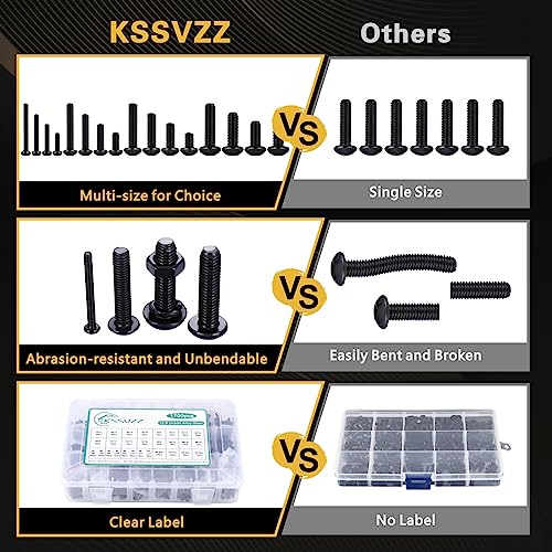 1700PCS Metric Nuts and Bolts Assortment Kit - M2 M3 M4 M5 Screws Assortment, Assorted Machine Screw Set with Lock & Flat Washers, Grade 12.9 Alloy Steel Hex Socket Head Screws Bolts and Nuts Kit