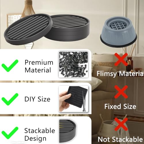 Bed Risers Heavy Duty, Set of 8, Stackable Round Furniture Risers, Black - size: 8pcs 3" Round