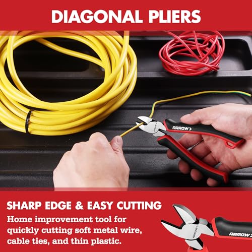 ARROW 3PC Pliers Set, Linesman Needle Nose Diagonal Cutting Pliers
