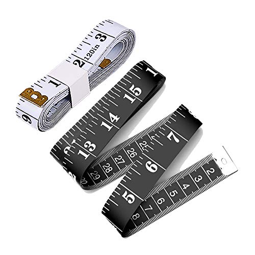 Tape Measure Body Measuring Tape, 120 Inch Soft Fabric Measuring Tape for Sewing Cloth Measurement, Double Scale Tailor Ruler for Weight Loss Medical Measurement Nursing Craft(White/Black) - color: Black and White