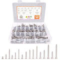 450-Piece Stainless Steel Wood & Sheet Metal Screw Assortment – #4 to #12 Phillips Flat Head Self-Tapping Screws (1/4" to 2") - size: 450PCS Silver