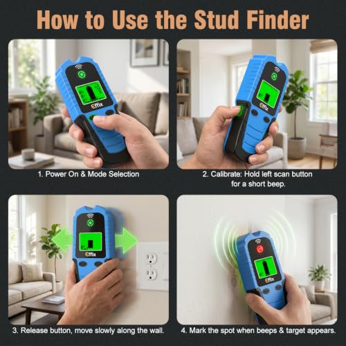 Effix Stud Finder Wall Scanner - 5 in 1 Electronic Stud Detector for Wood, Metal, AC Wire, Joist, Pipe Detection