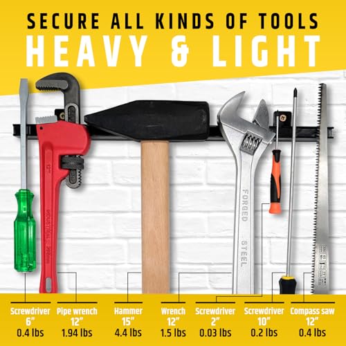 HMmagnets 17" Heavy-Duty Magnetic Tool Holder (Upgraded Version) - Extremely Powerful Magnetic Pull Force to Hold Heavy Tools - Professional Space-Saving Magnetic Bar - Tool Organizer Rack/Strip - size: 17"