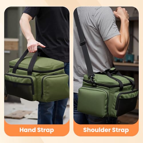 VJI 18" Heavy Duty Tool Bag with Adjustable Shoulder Strap, Green - color: Green