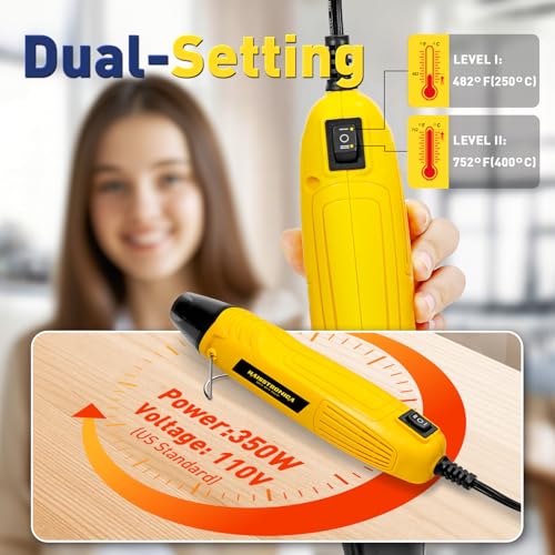 haisstronica 220PCS Solder Seal Connector Kit, 350W Heat Gun, AWG 26-10 | Clear Sleeves, 2 Heat Settings, Focused Nozzle, 4 Color-Coded Sizes, Mini Heat Gun, Tight-Space Repairs - size: 220PCS