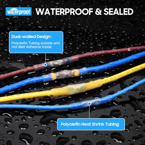 Kuject 500PCS Heat Shrink Wire Connectors Kit, Waterproof Electrical Connector Assortment with Solder Seal Butt, Crimp Butt, Ring, Fork and Spade Terminals, 26-10 AWG for Marine Auto Truck DIY